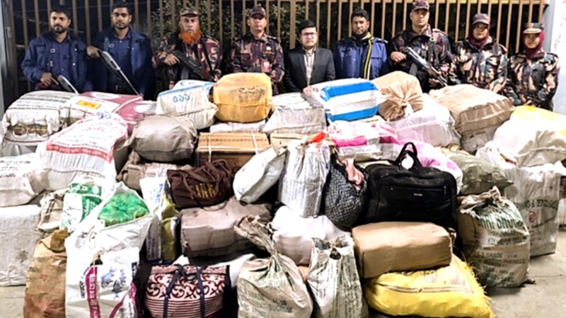 বিজিবির অভিযানে এক কোটি ৮৬ লাখ টাকার ভারতীয় চোরাচালান জব্দ